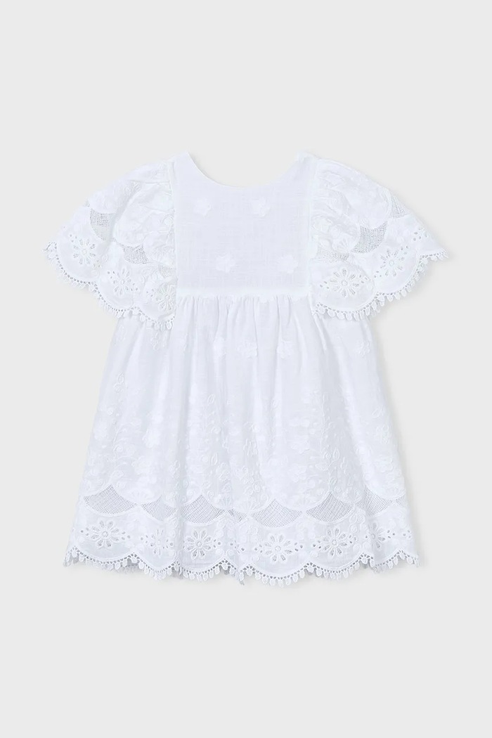 Дитяча бавовняна сукня Mayoral 3923.6D.Mini.PPY2 білий SS26