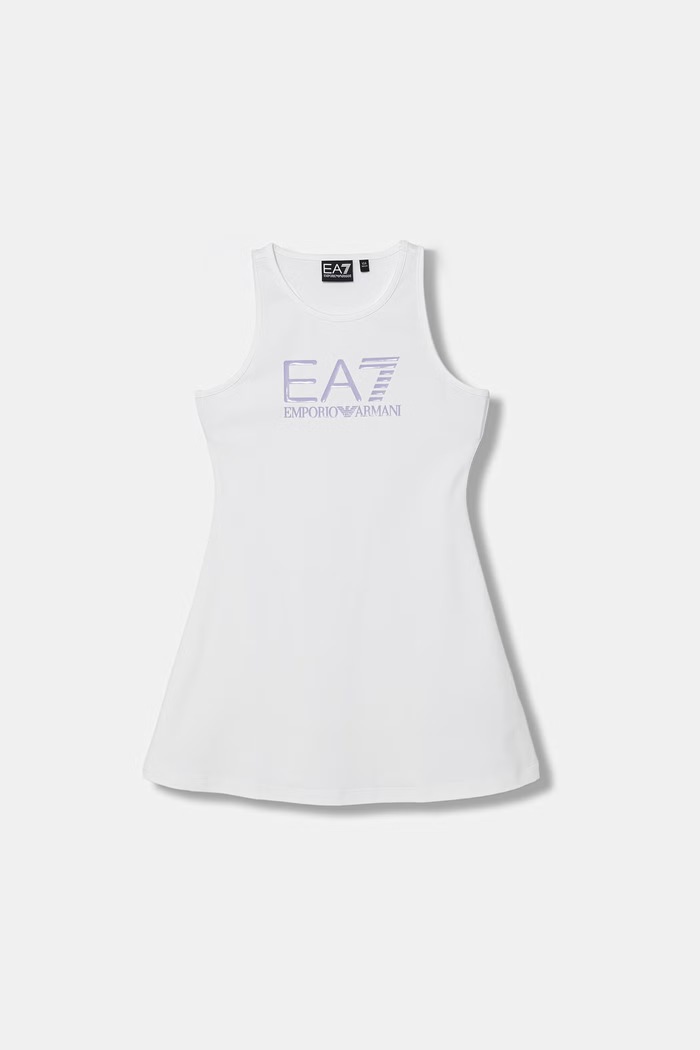 EA7 Emporio Armani rochie din bumbac cu elastan alb 7G000150.AF12484