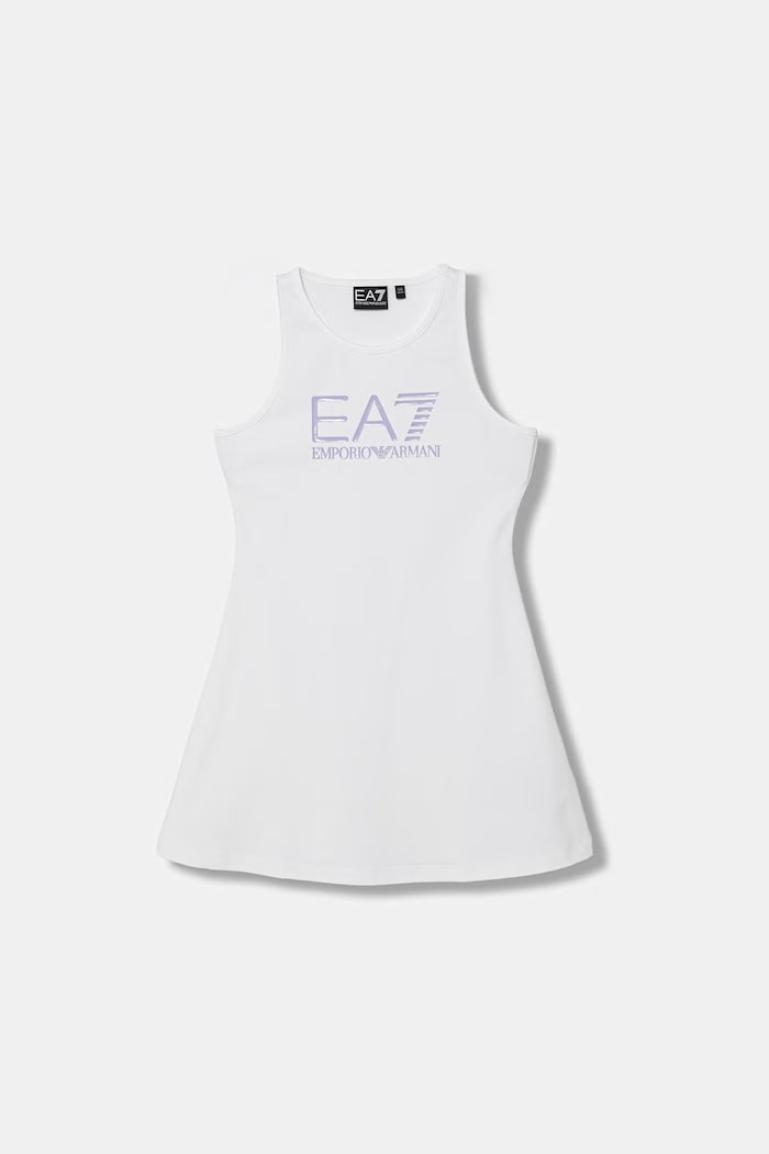 EA7 Emporio Armani rochie din bumbac cu elastan alb 7G000150.AF12484