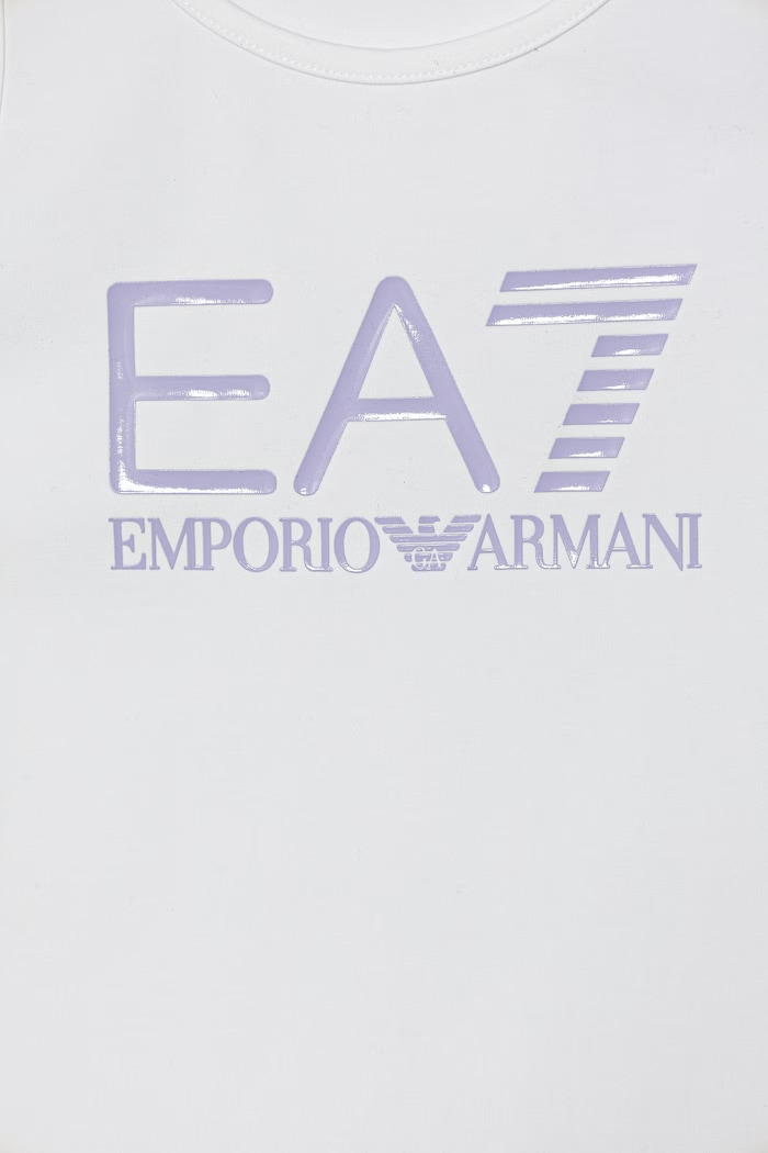 Fete EA7 Emporio Armani rochie din bumbac cu elastan 7G000150.AF12484 alb