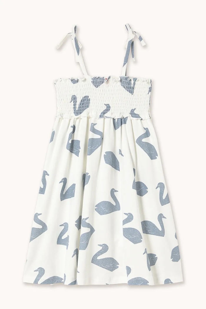 Dětské bavlněné šaty Tinycottons BIG SWANS KNITTED DRESS SS26.003 bílá SS26