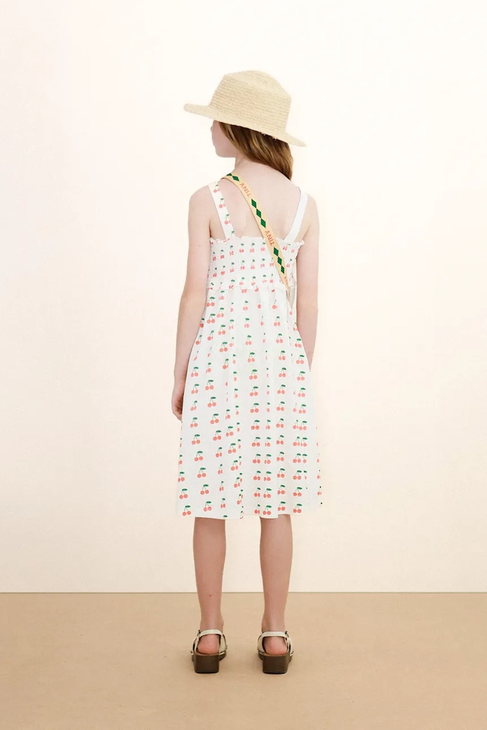 Tinycottons sukienka bawełniana dziecięca CHERRIES STRAP DRESS SS26.020 biały