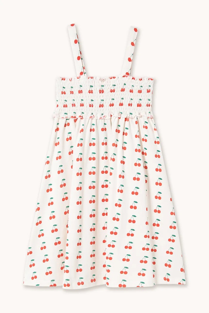Dziewczynka Tinycottons sukienka bawełniana dziecięca CHERRIES STRAP DRESS SS26.020 biały