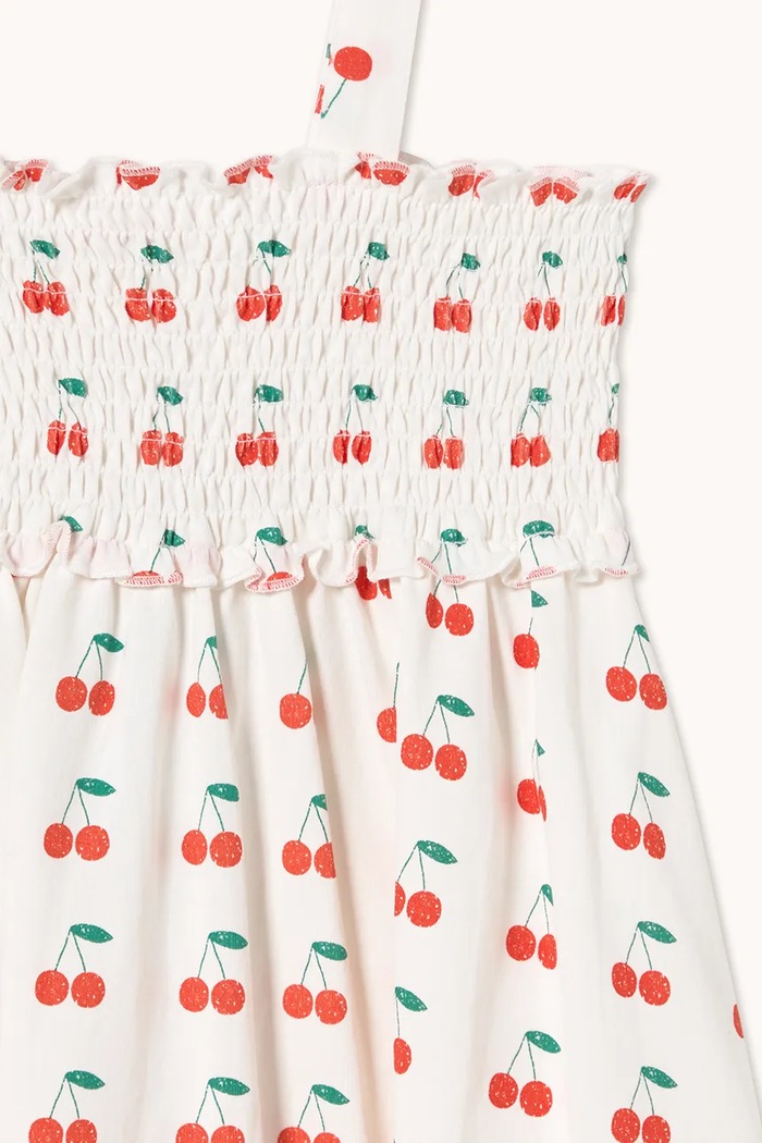 Tinycottons sukienka bawełniana dziecięca CHERRIES STRAP DRESS biały SS26.020