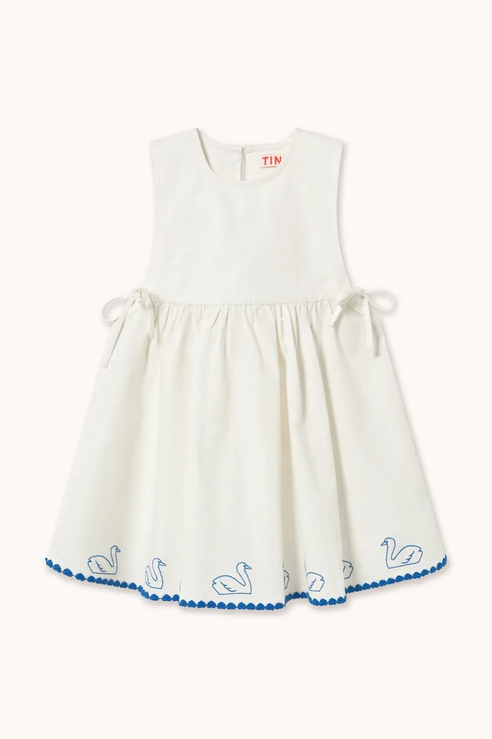 Παιδικό φόρεμα με λινό Tinycottons SWANS BOWS DRESS SS26.229 λευκό SS26