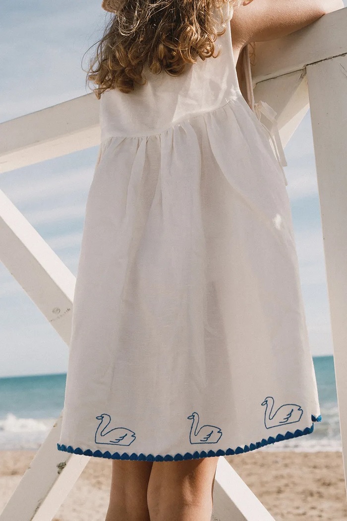 Παιδικό φόρεμα με λινό Tinycottons SWANS BOWS DRESS SS26.229