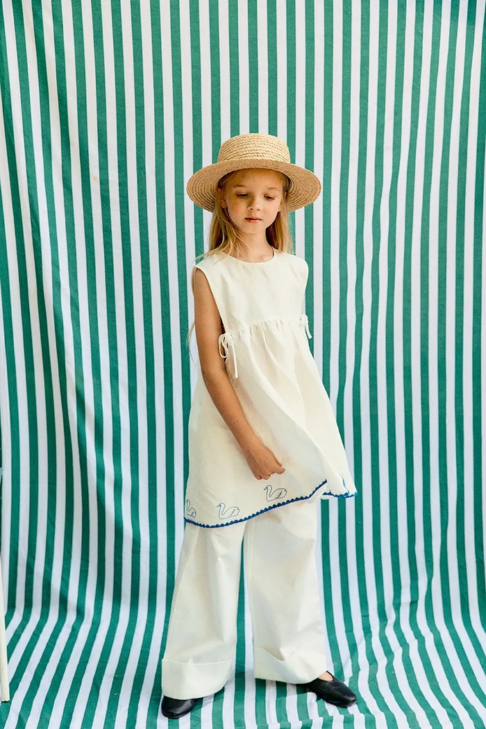 Παιδικό φόρεμα με λινό Tinycottons SWANS BOWS DRESS SS26.229