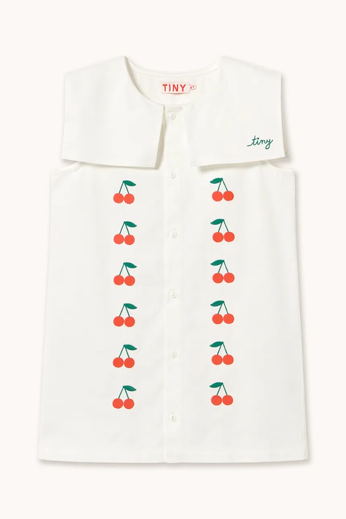 Dětské bavlněné šaty Tinycottons MINI CHERRIES TWILL DRESS SS26.311 bílá SS26