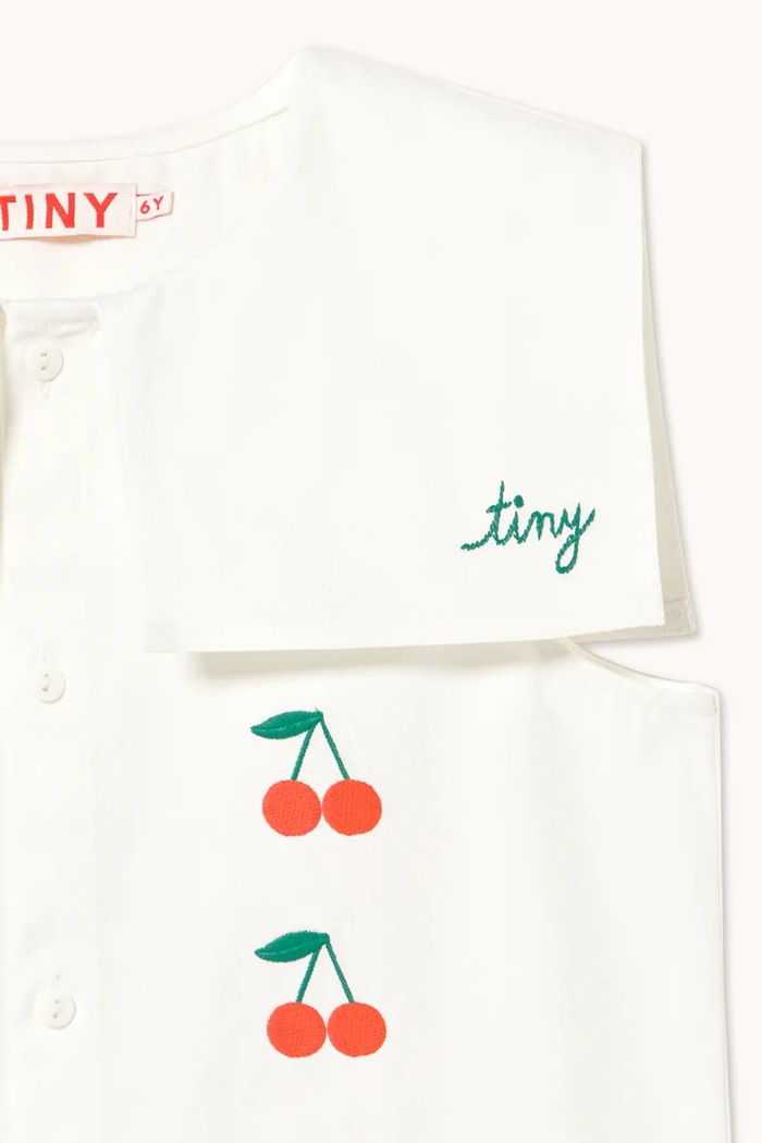Dětské bavlněné šaty Tinycottons MINI CHERRIES TWILL DRESS bílá SS26.311