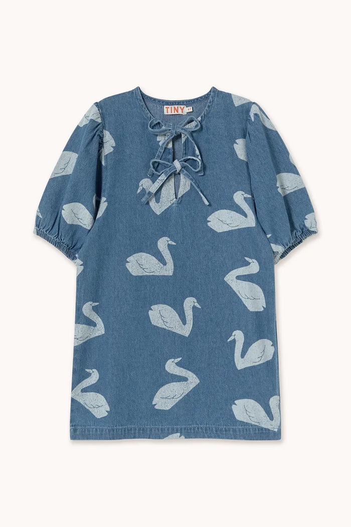 Παιδικό βαμβακερό φόρεμα Tinycottons BIG SWANS DRESS SS26.325 μπλε SS26