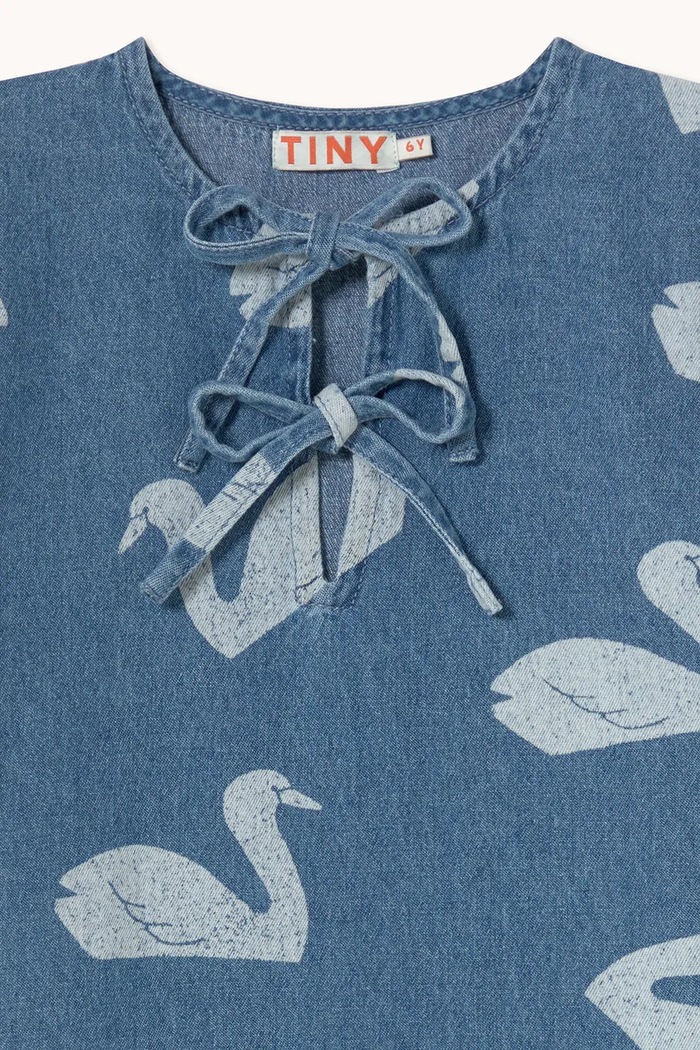 Παιδικό βαμβακερό φόρεμα Tinycottons BIG SWANS DRESS μπλε SS26.325