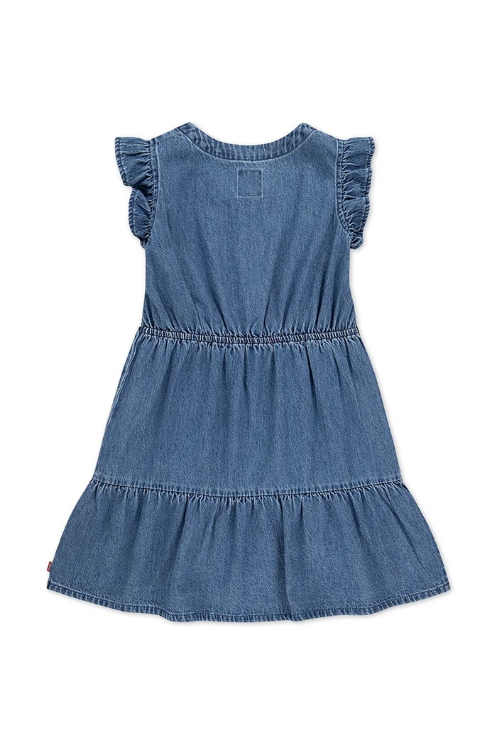 Deklice Otroška bombažna obleka Levi's FLUTTER SLEEVE BUTTON UP D 3EP551 modra
