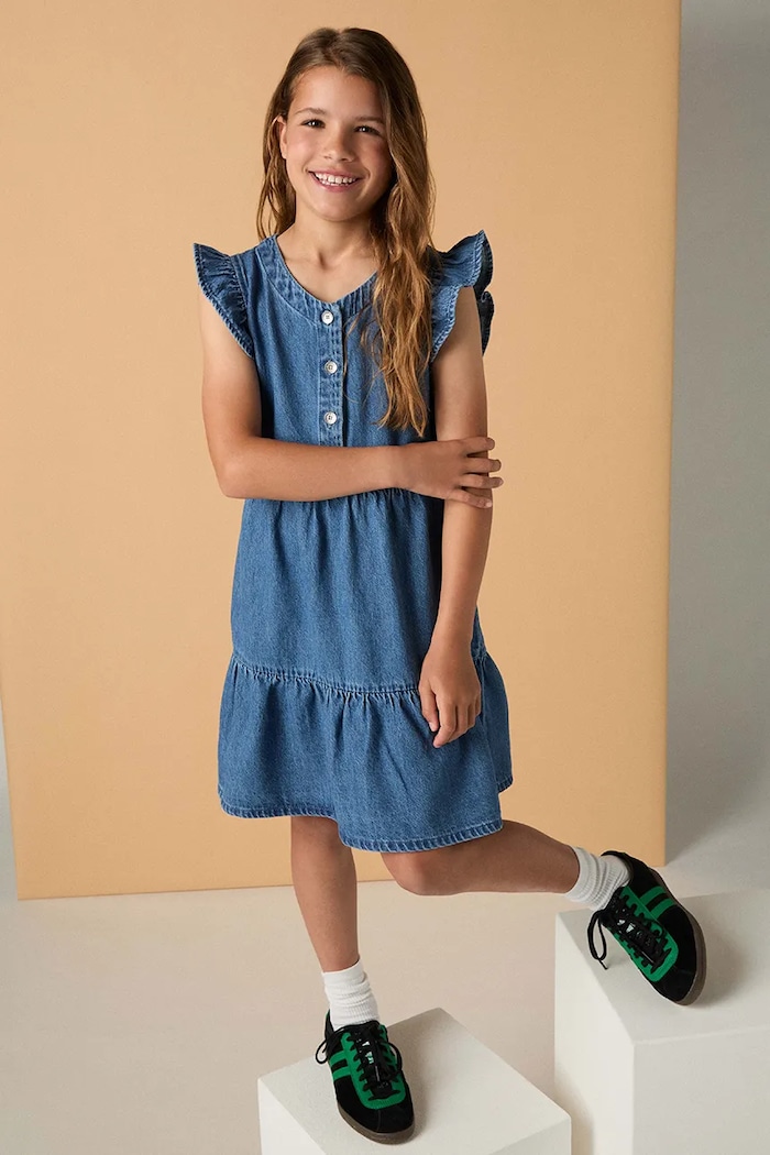 Otroška bombažna obleka Levi's FLUTTER SLEEVE BUTTON UP D 4EP551