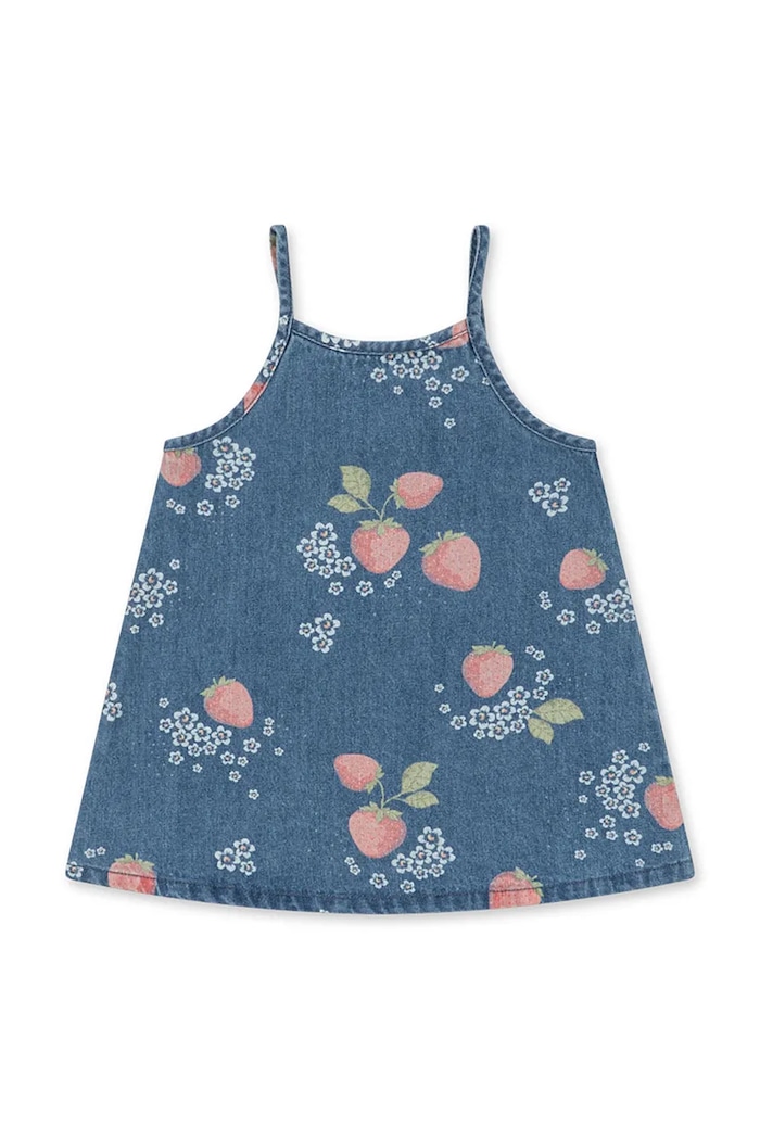 Konges Sløjd sukienka jeansowa dziecięca MAGOT STRAP DRESS GOTS nadruk granatowy KS104977.PPY2