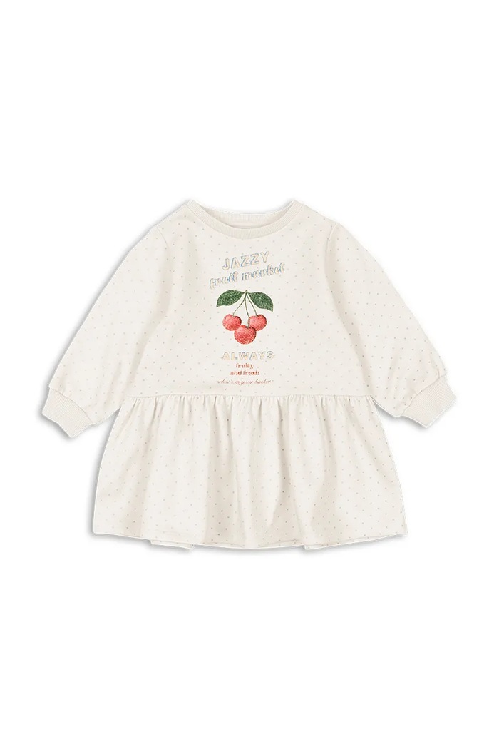 Dievčenské bavlnené šaty Konges Sløjd LOUPY SWEAT DRESS OCS bavlna biela KS104952.PPY2