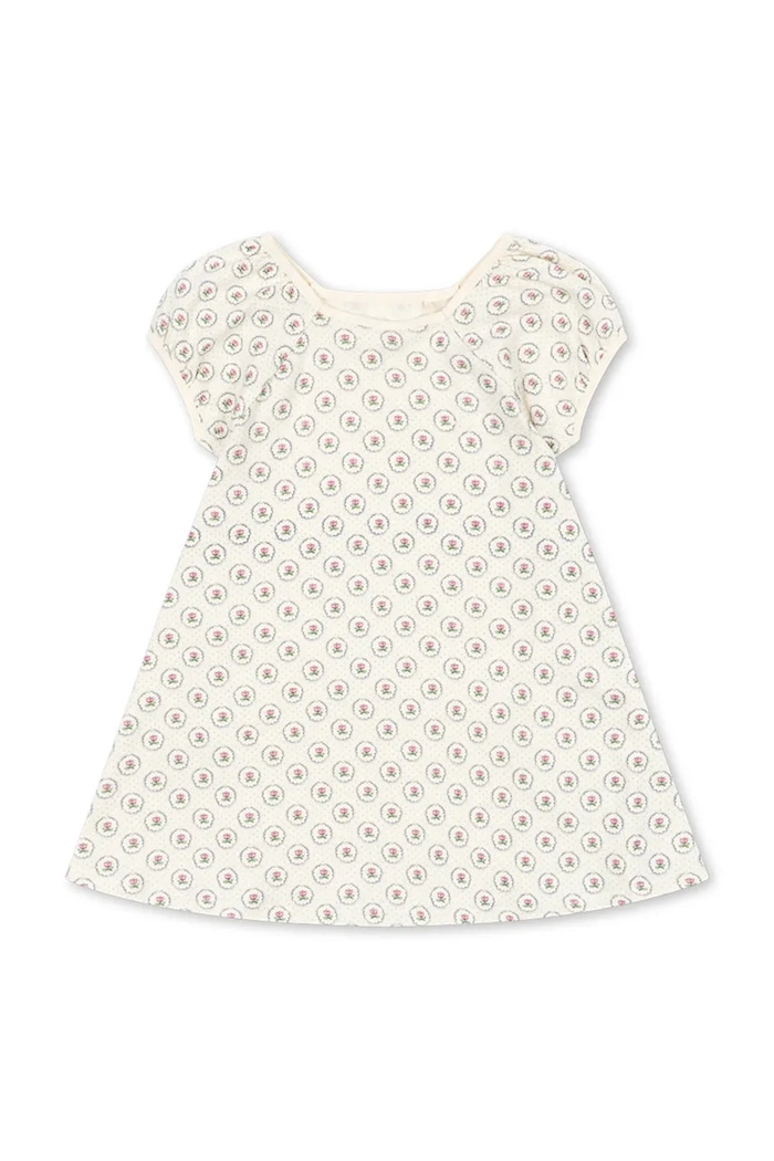 Konges Sløjd sukienka bawełniana dziecięca CLASSIC SS DRESS GOTS wzorzyste beżowy KS104734.PPY2
