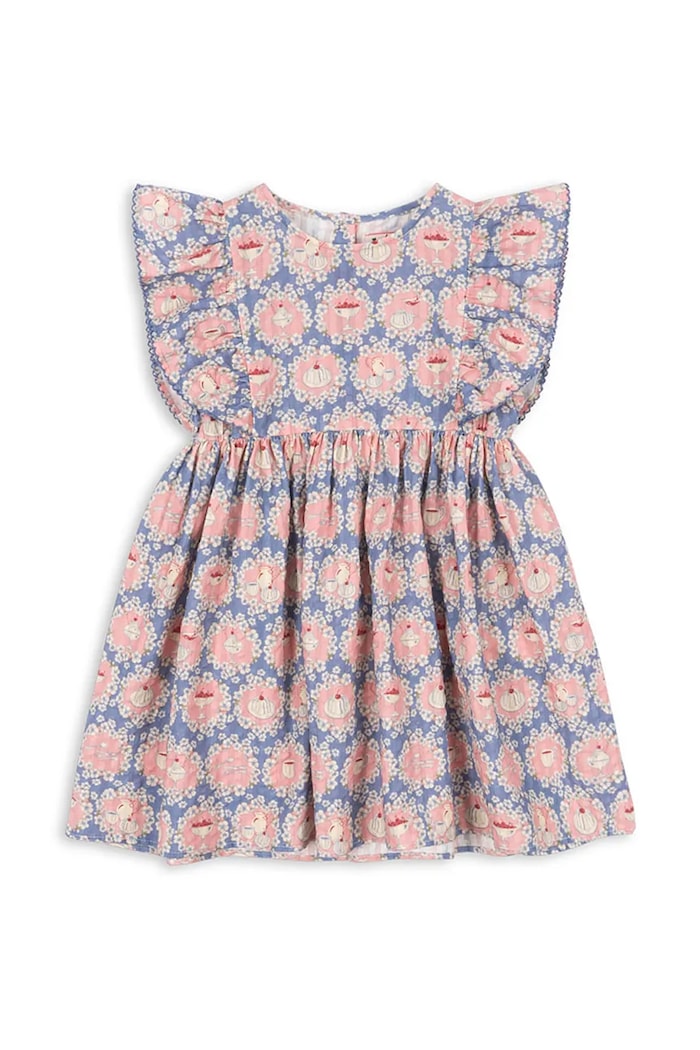 Konges Sløjd sukienka bawełniana dziecięca KIM FRILL DRESS GOTS wzorzyste multicolor KS104904.PPY2