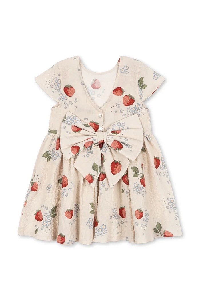 Dievčenské bavlnené šaty Konges Sløjd AVA SS BOW DRESS GOTS bavlna béžová KS104650.PPY2