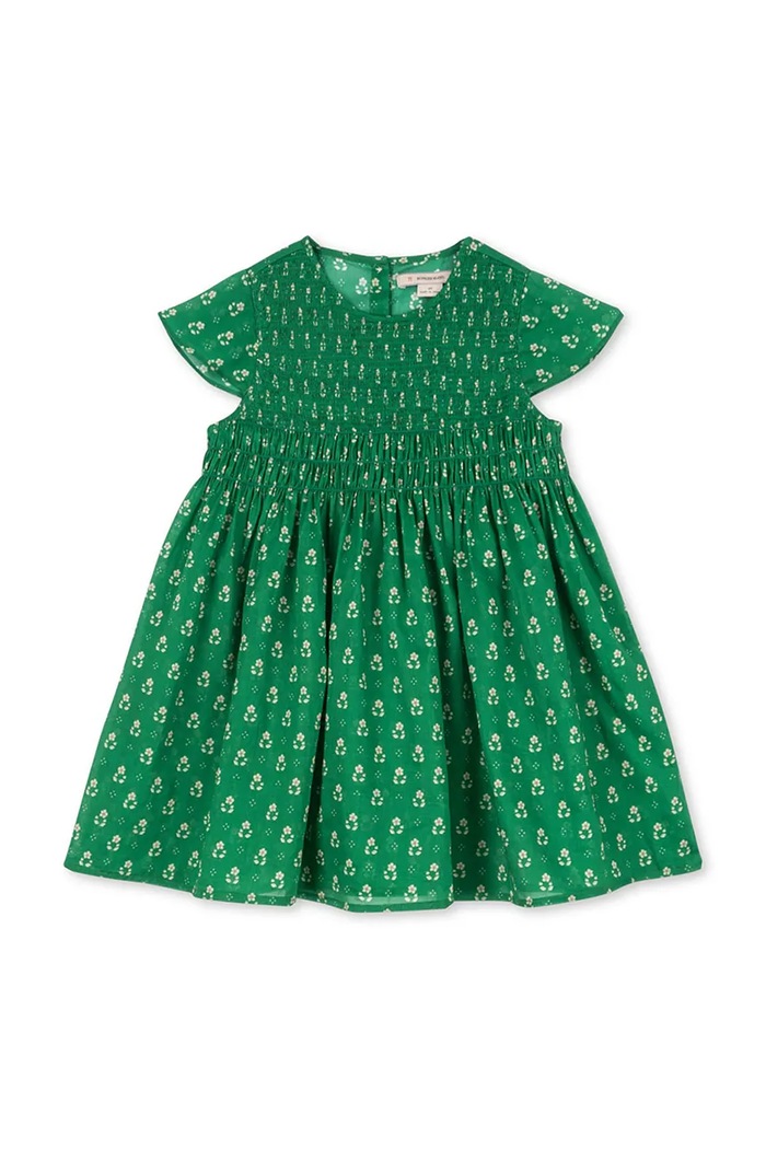 Dievčenské bavlnené šaty Konges Sløjd CAMI SMOCK DRESS GOTS KS104719.PPY2 zelená SS26