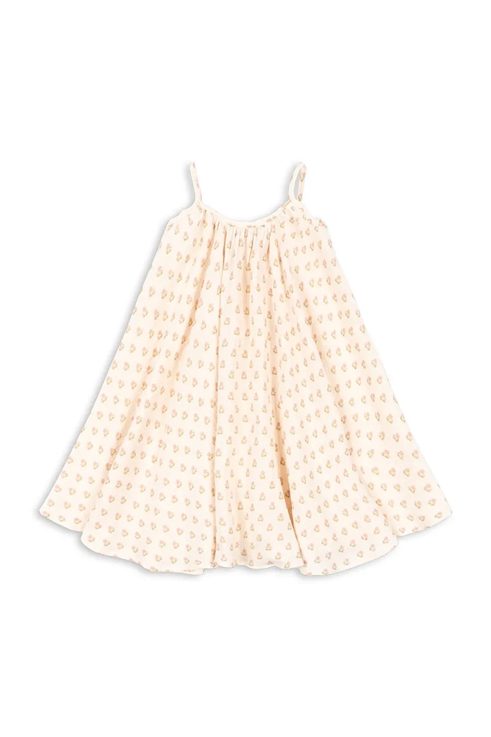 Konges Sløjd sukienka dziecięca COCO STRAP DRESS GOTS wzorzyste beżowy KS104744.PPY2