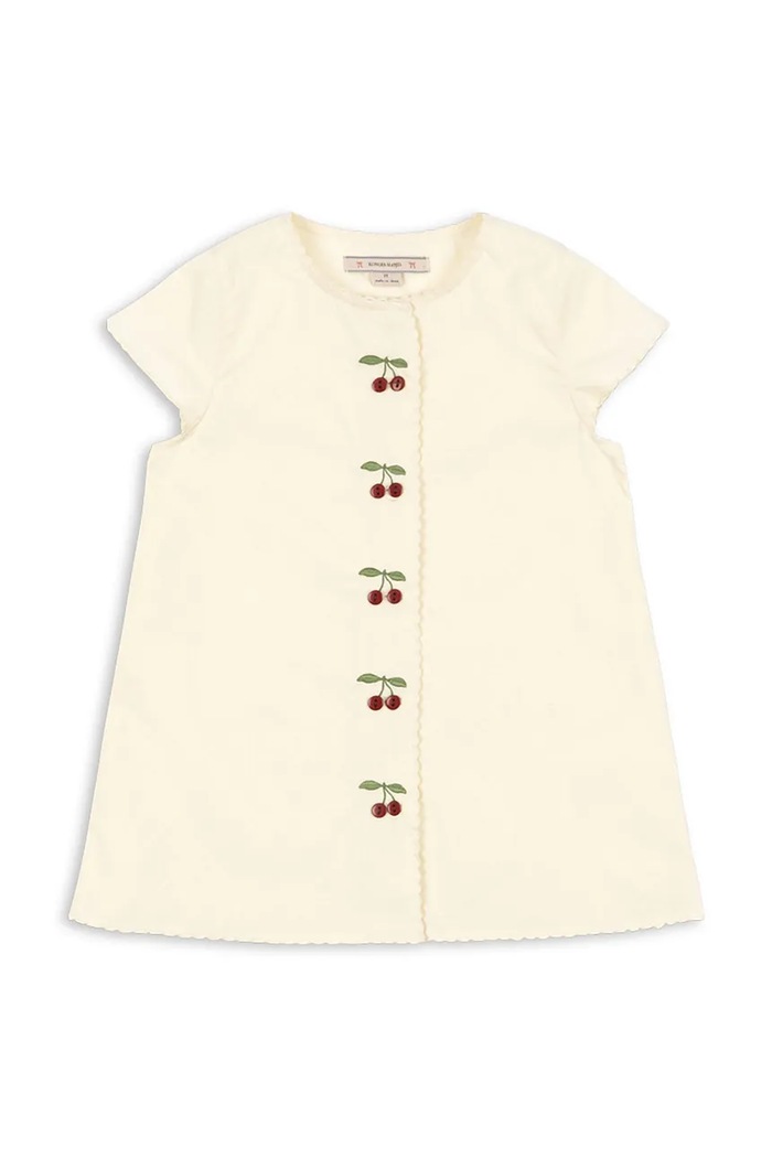 Dievčenské bavlnené šaty Konges Sløjd EVIA CHERRY DRESS GOTS bavlna béžová KS104794.PPY2