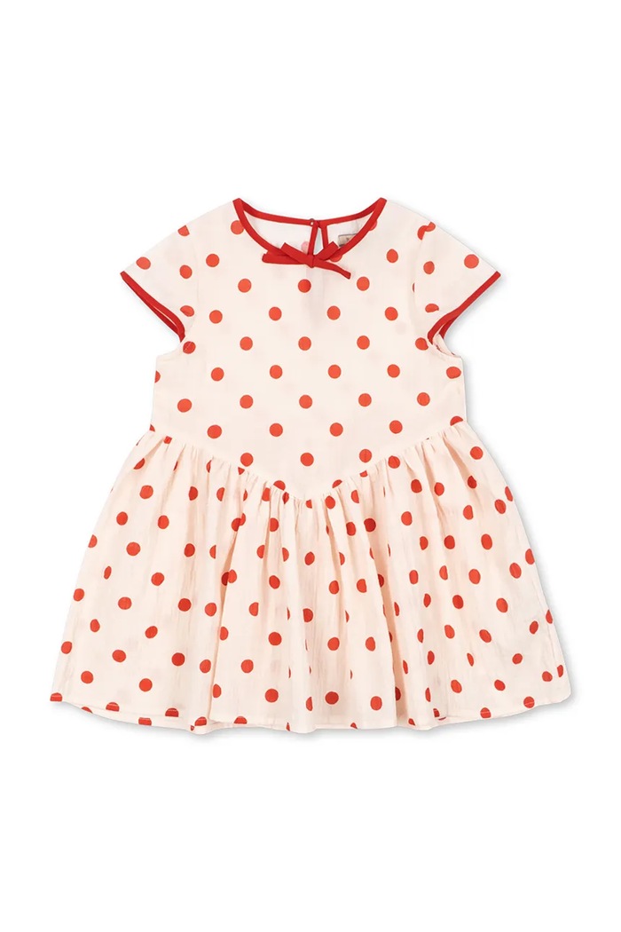 Dievčenské bavlnené šaty Konges Sløjd VIVO DRESS GOTS bodky béžová KS105126.PPY2