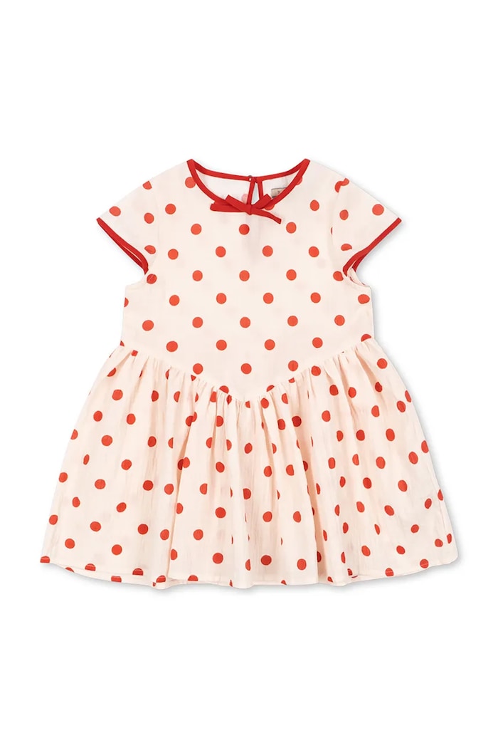 Dievčenské bavlnené šaty Konges Sløjd VIVO DRESS GOTS bodky béžová KS105126.PPY2