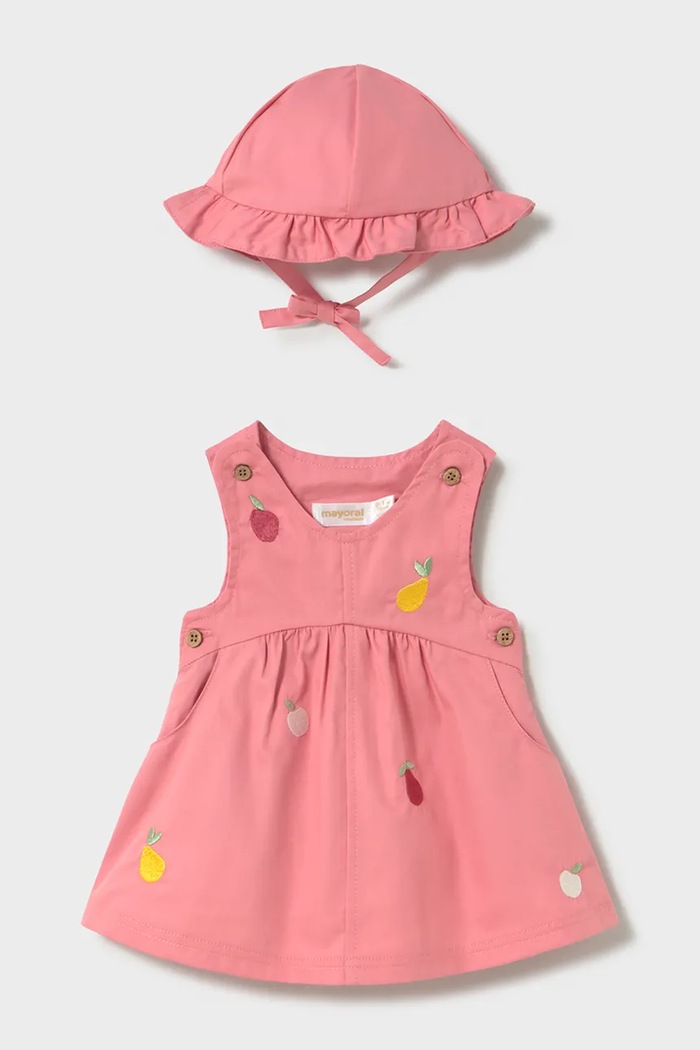 Βρεφικό τζιν φόρεμα Mayoral Newborn απλικέ ροζ 1816.2T.Newborn.PPY2