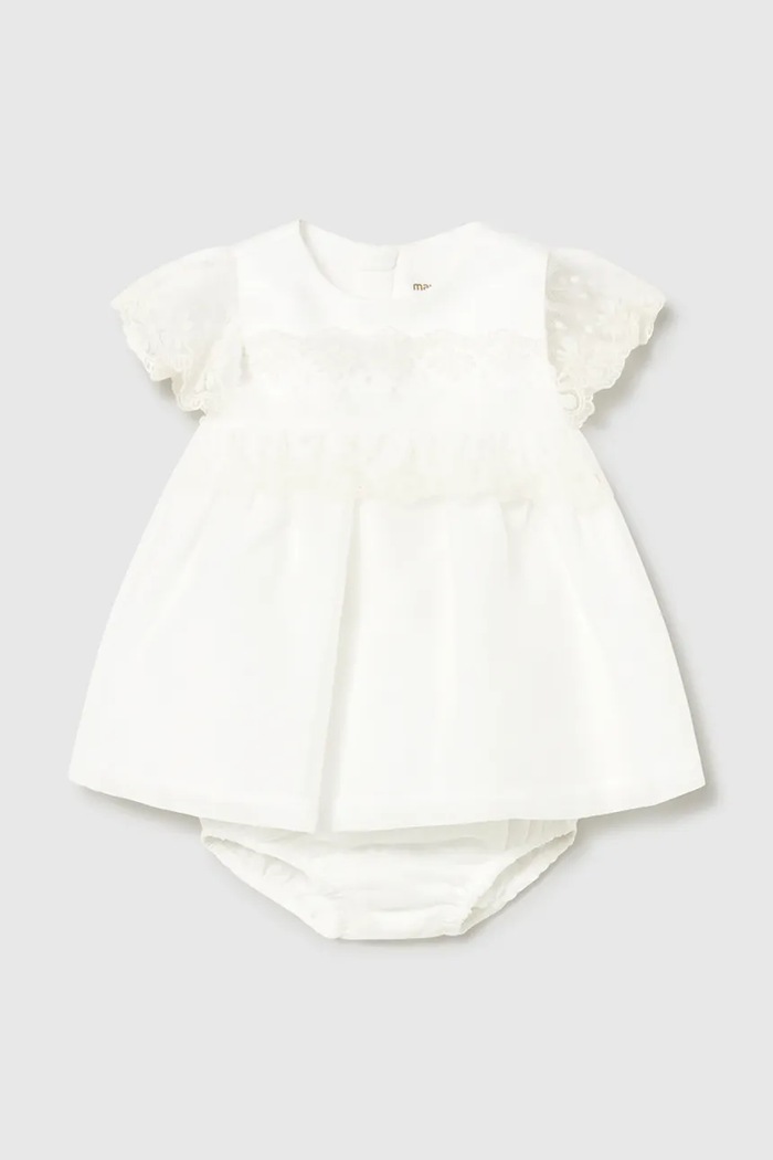Šaty pre bábätká Mayoral Newborn látka biela 1883.2L.Newborn.PPY2