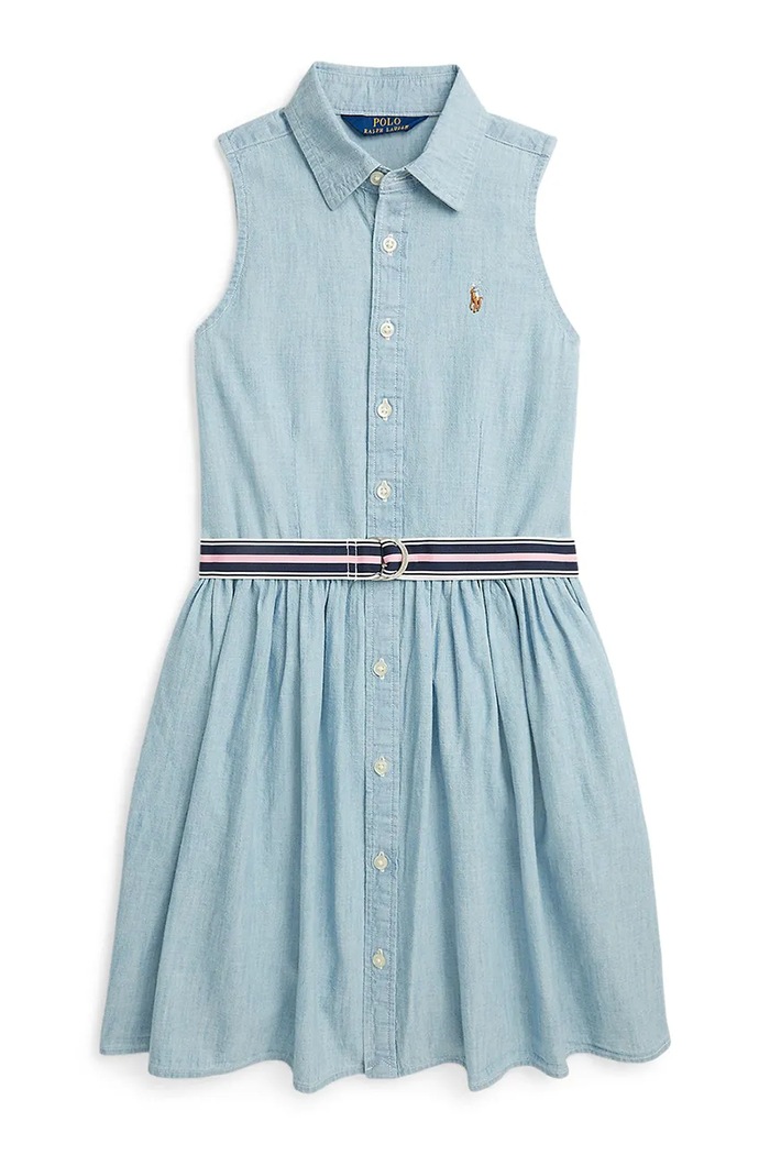 Polo Ralph Lauren sukienka dziecięca bawełna niebieski 313934151001