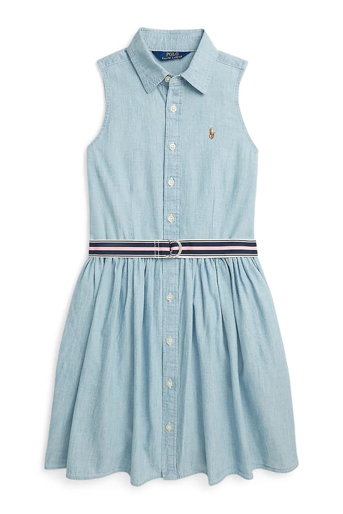 Polo Ralph Lauren sukienka dziecięca bawełna niebieski 313934151001