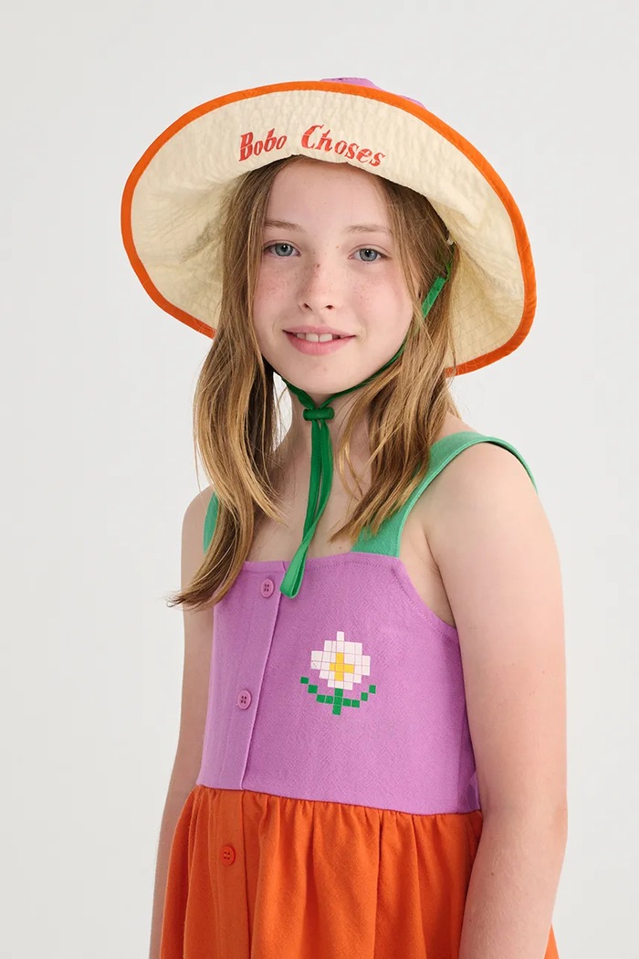 Dievčenské bavlnené šaty Bobo Choses Pixel Daisy oranžová 126AC108