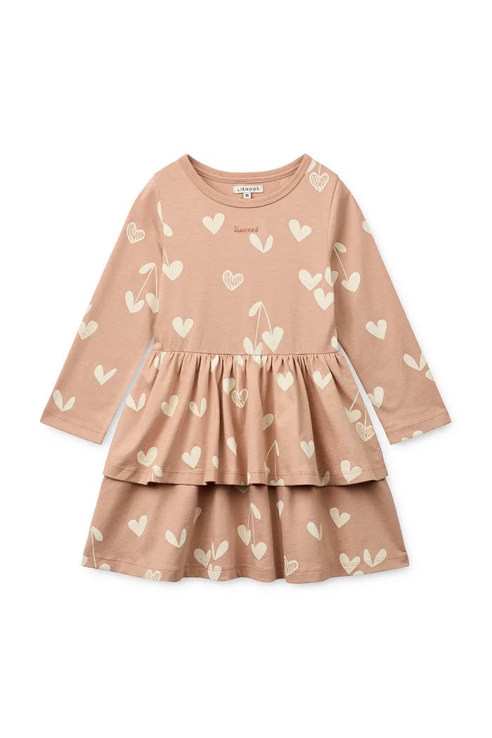 Dievčenské bavlnené šaty Liewood Mindy LS Dress bavlna oranžová LW20484.PPY2