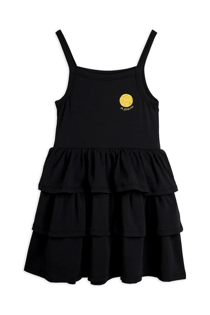 Mini Rodini rochie cu bumbac Planet negru 26250102