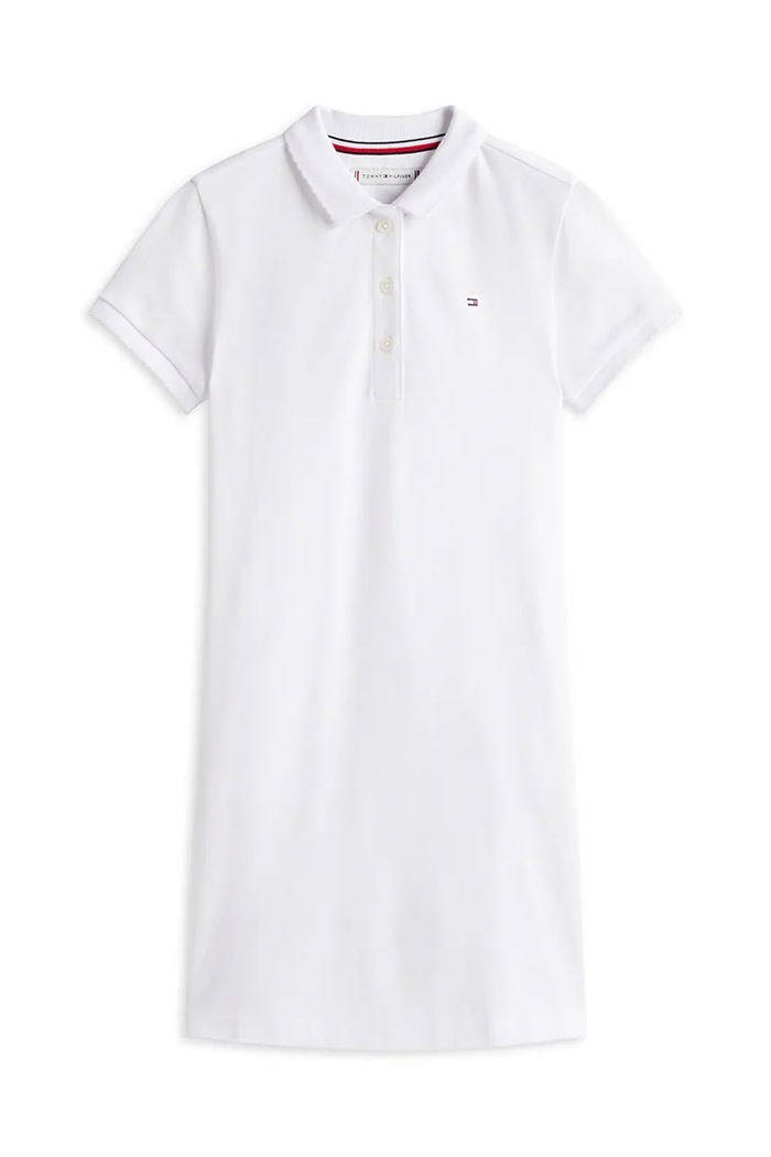 Tommy Hilfiger rochie bumbac KG0KG08564.128.176.PPY2 alb SS26
