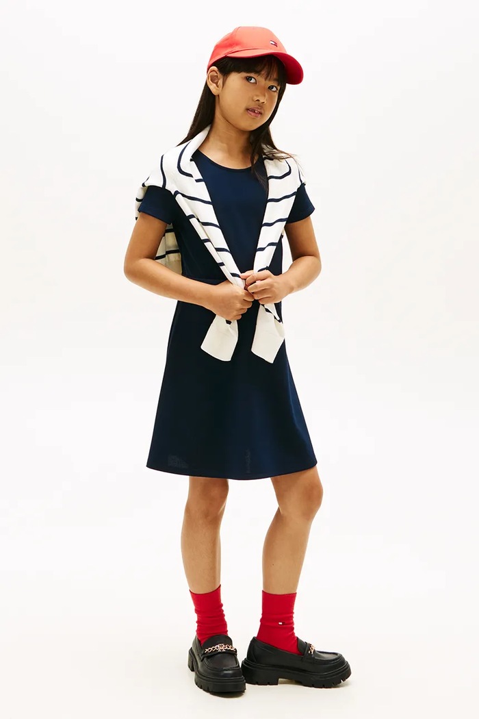 Fete Tommy Hilfiger rochie de vară KG0KG09149.116.122.PPY2 bleumarin