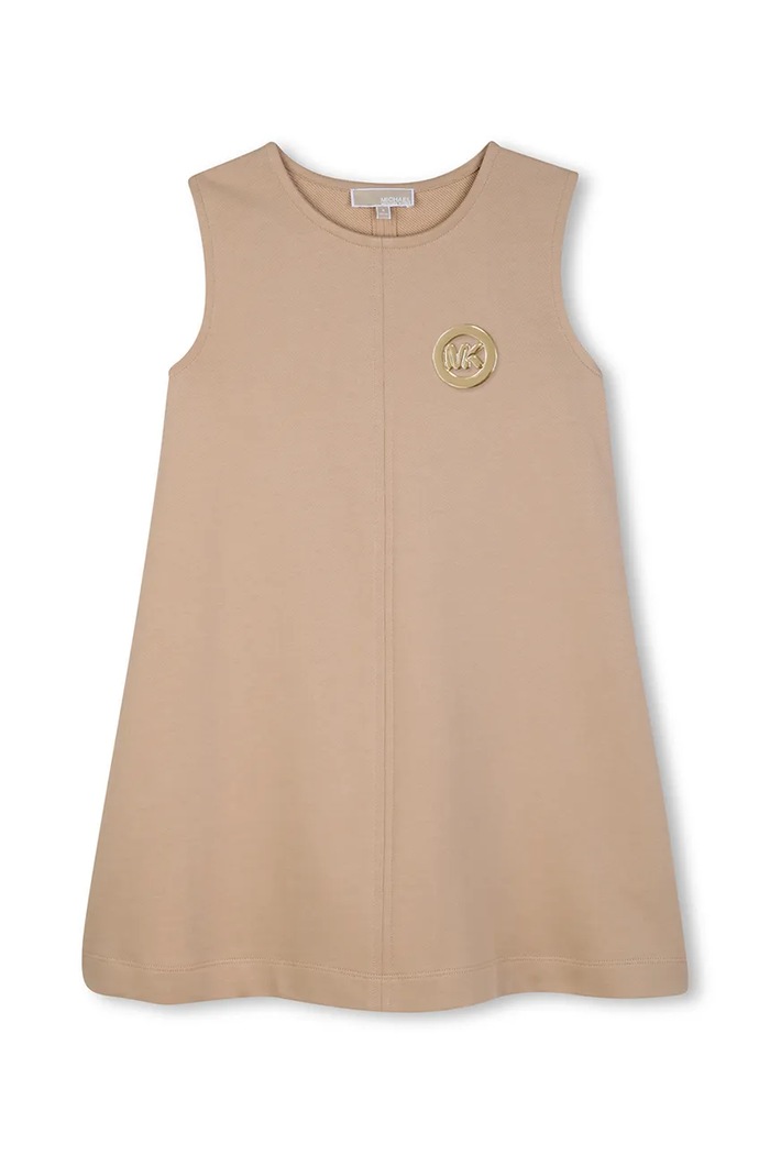 Παιδικό βαμβακερό φόρεμα Michael Kors R30595.94.108 καφέ SS26