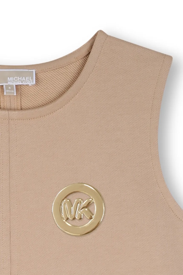 Παιδικό βαμβακερό φόρεμα Michael Kors καφέ R30595.94.108