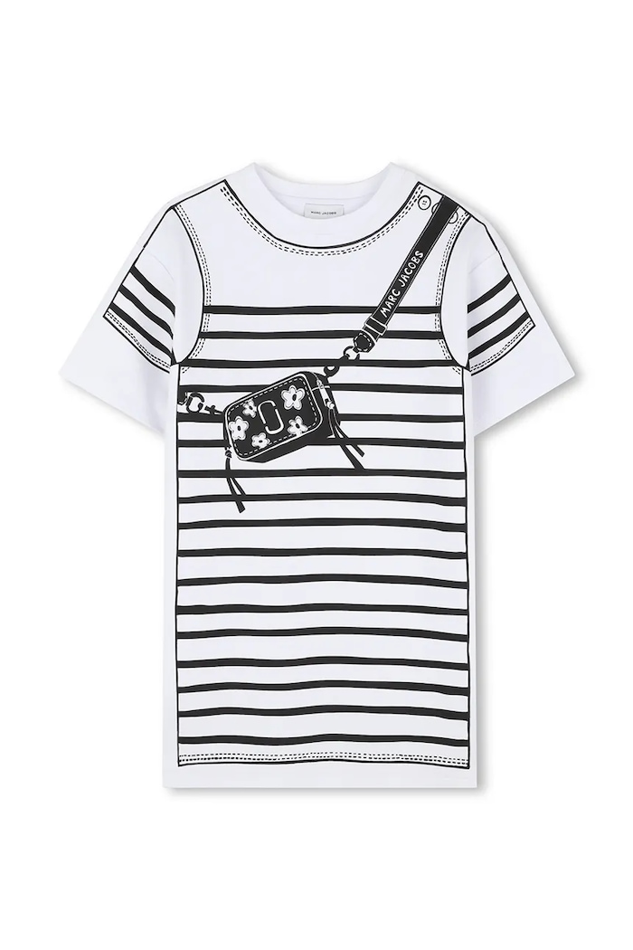 Dievčenské bavlnené šaty Marc Jacobs W60715.102.108 biela SS26