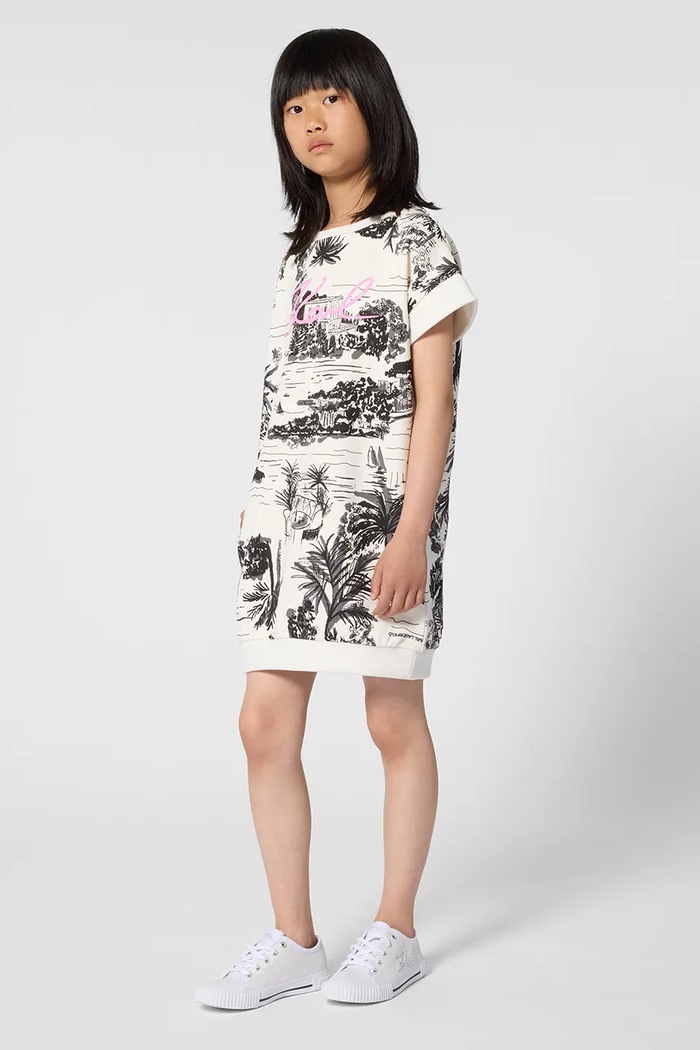 Karl Lagerfeld sukienka bawełniana dziecięca nadruk czarny Z31156.156.162