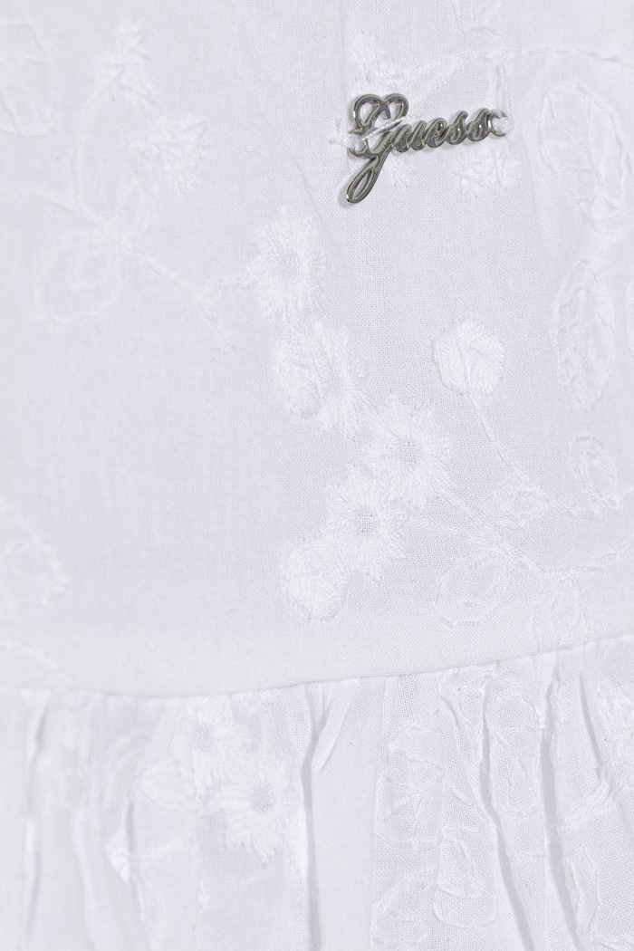 Dievča Guess šaty s rozšíreným strihom bavlnené A6GK05.WH710.PPY2.M biela