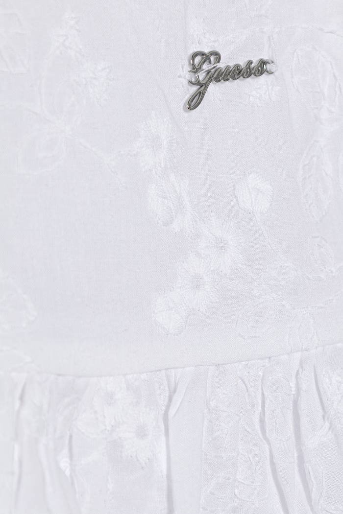 Dievča Guess šaty s rozšíreným strihom bavlnené A6GK05.WH710.PPY2.M biela