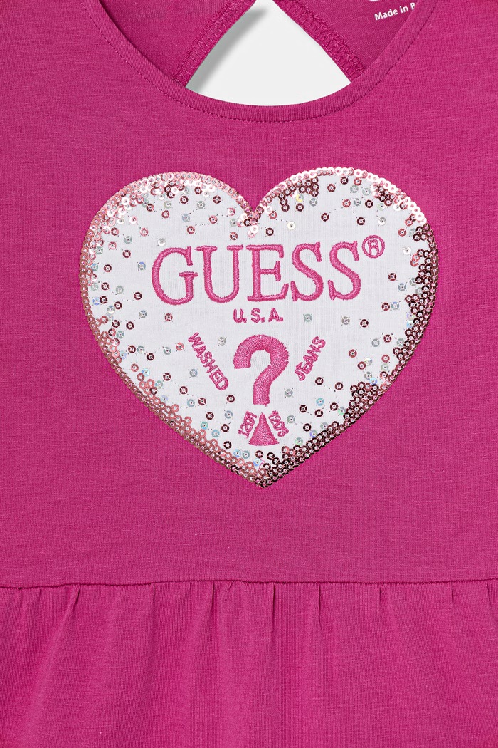 Deklice Guess obleka bombažna z elastanom K6GK12.K6YW4.PPY2.M roza