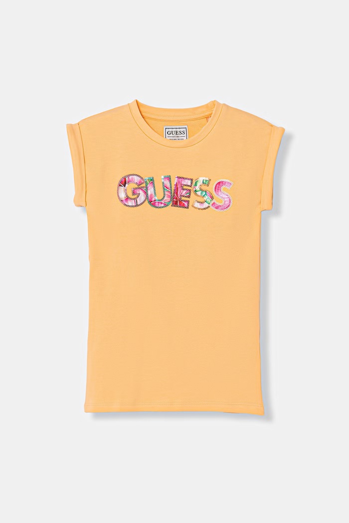 Guess obleka iz bombaža z elastanom oranžna K6GK10.KAE24.PPY2.M