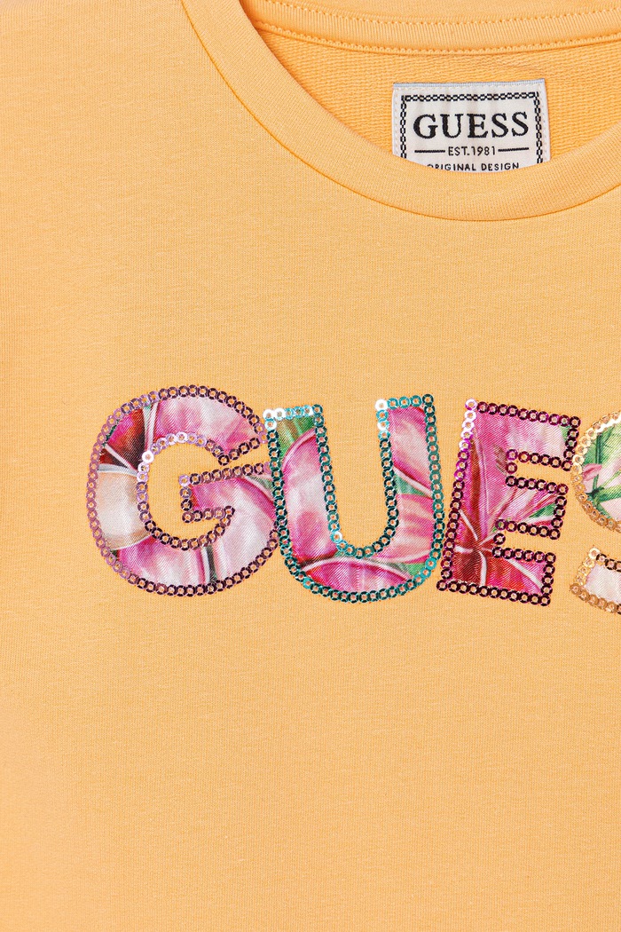 Deklice Guess obleka iz bombaža z elastanom K6GK10.KAE24.PPY2.M oranžna