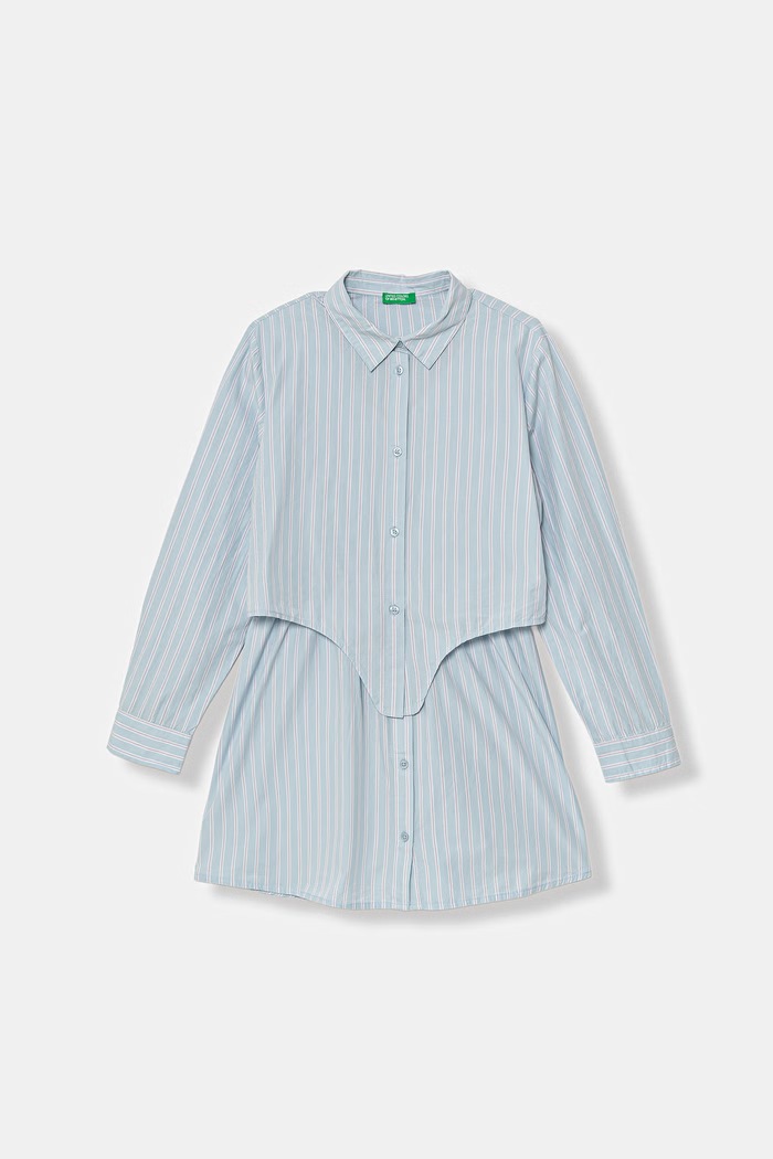 United Colors of Benetton sukienka rozkloszowana bawełniana niebieski 40N7CV03Q.G.Stagionale