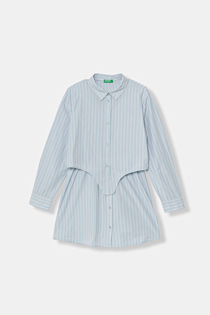 United Colors of Benetton sukienka rozkloszowana bawełniana niebieski 40N7CV03Q.G.Stagionale