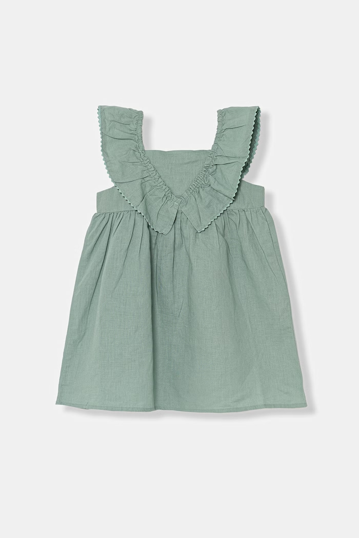 United Colors of Benetton letné šaty s ľanom 43WBGV02S.P.Stagionale tyrkysová SS26