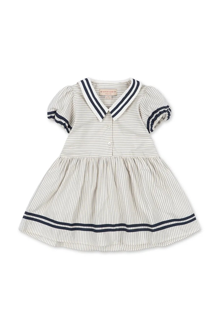 Konges Sløjd kiszélesedő ruha pamut ALLIE SAILOR DRESS GOTS KS105253.PPY2 fehér SS26