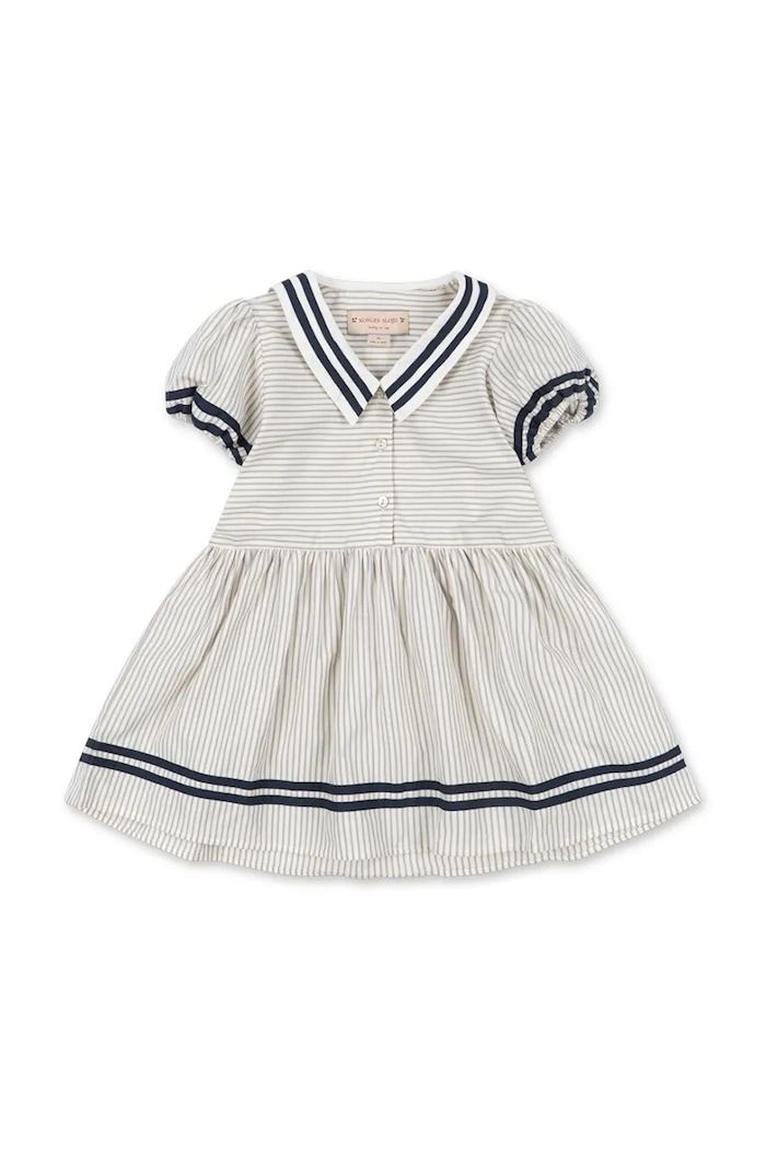 Konges Sløjd kiszélesedő ruha pamut ALLIE SAILOR DRESS GOTS KS105253.PPY2 fehér SS26